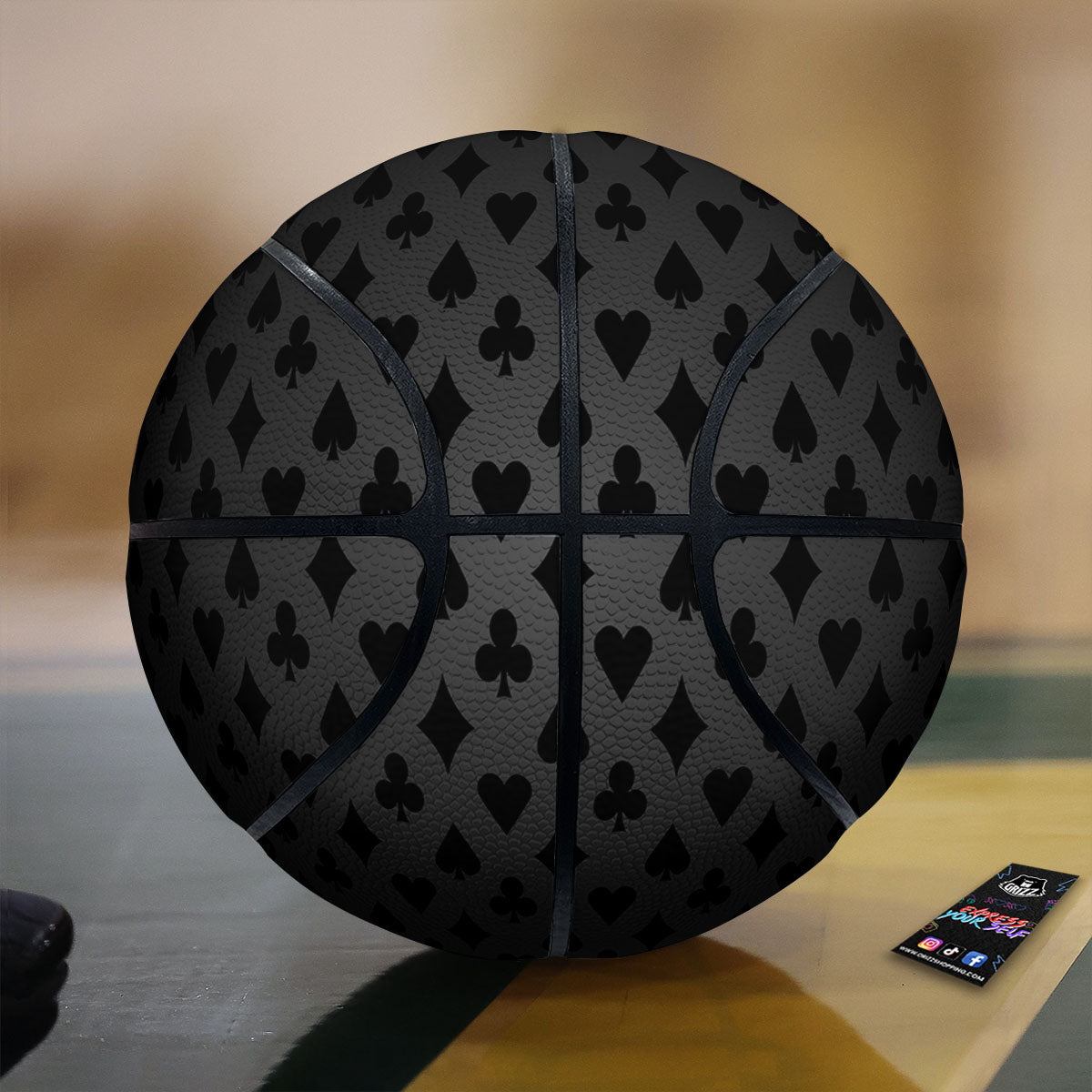 Playing Card Suits Grey And Black Print Basketball