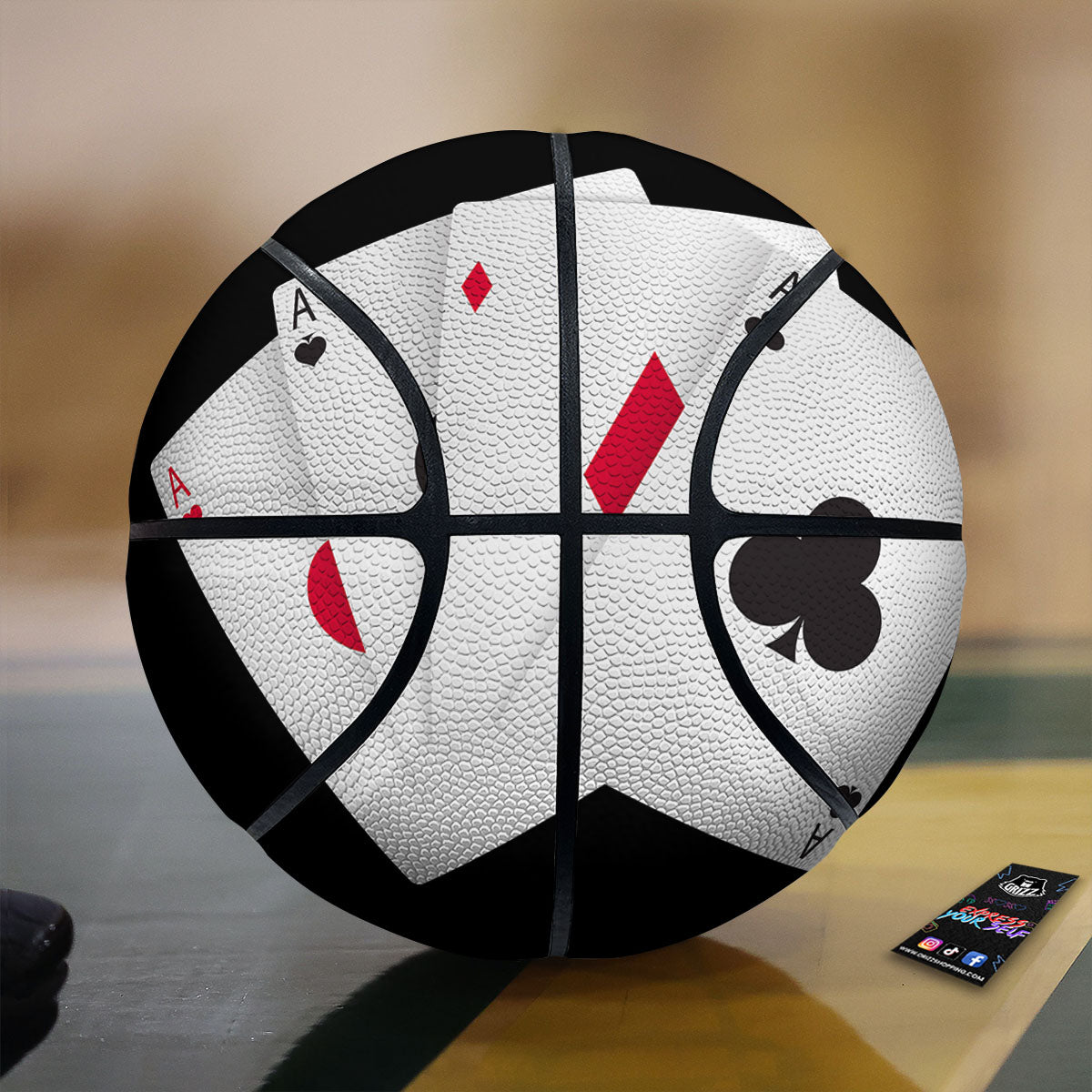 Playing Card Suits White And Black Print Basketball