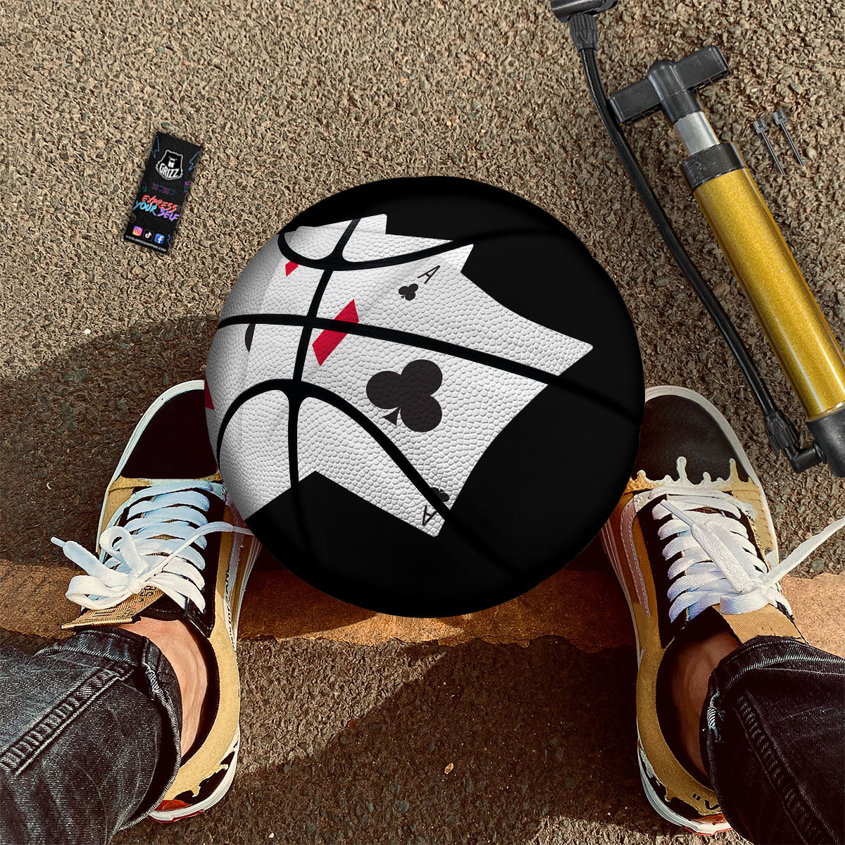 Playing Card Suits White And Black Print Basketball