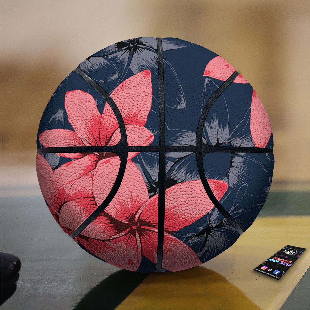 Plumeria Flower Pink Print Basketball-grizzshop