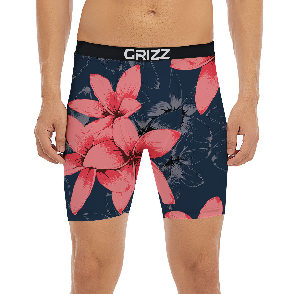 Plumeria Flower Pink Print Boxer Briefs-grizzshop