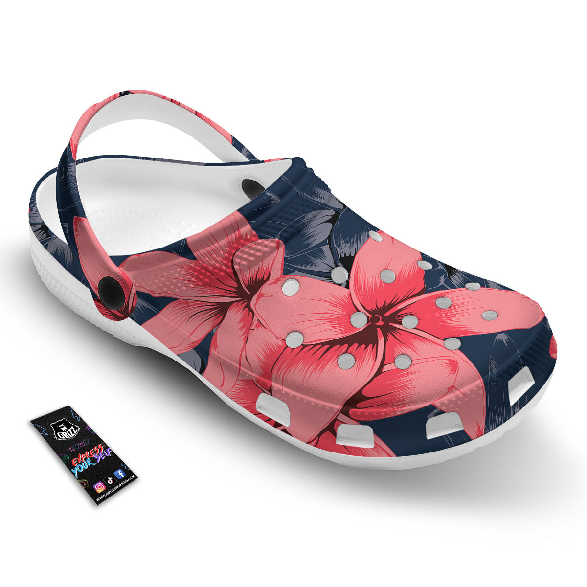 Plumeria Flower Pink Print Clog-grizzshop
