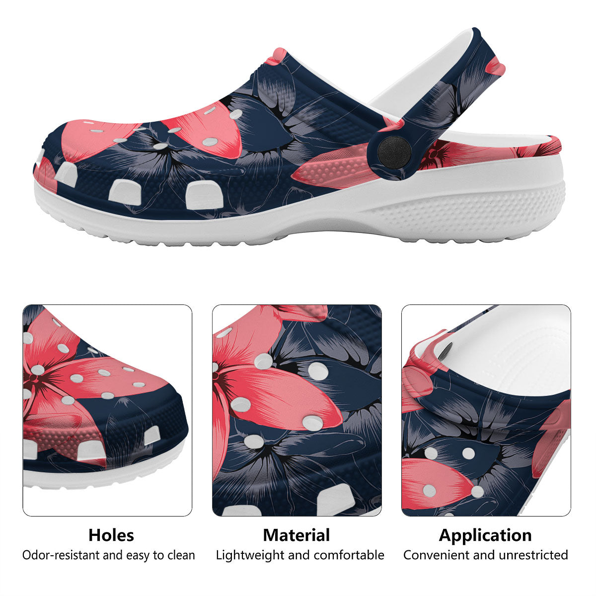 Plumeria Flower Pink Print Clog-grizzshop