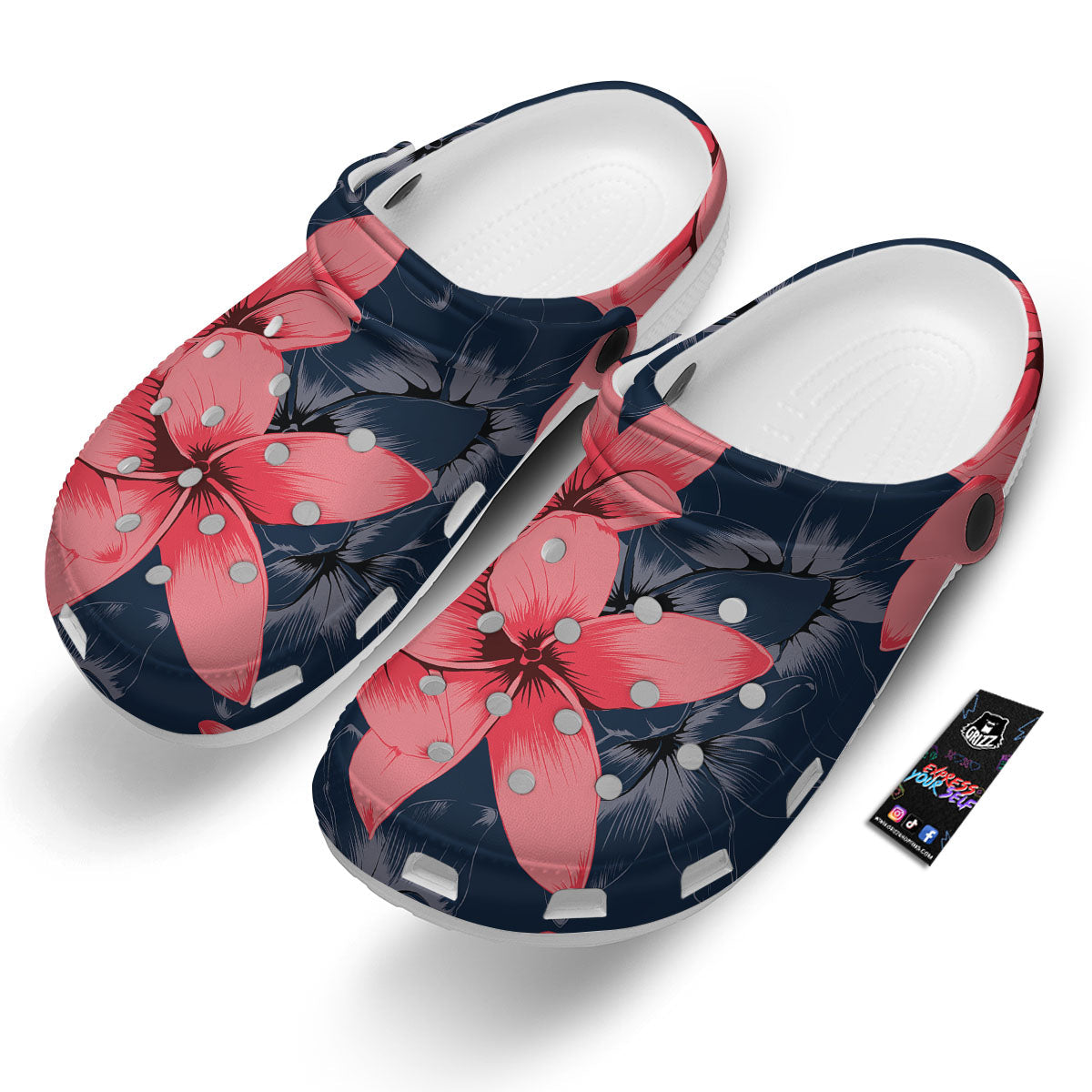 Plumeria Flower Pink Print Clog-grizzshop