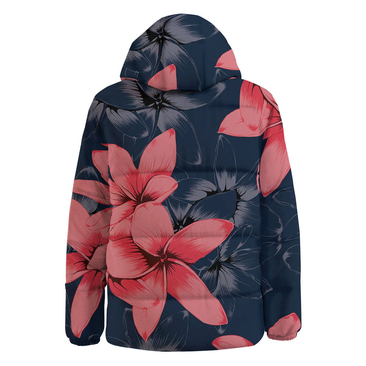Plumeria Flower Pink Print Down Jacket-grizzshop