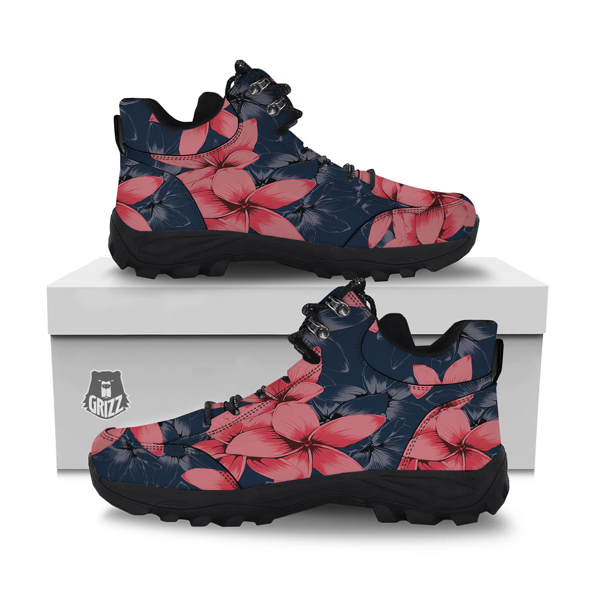 Plumeria Flower Pink Print Hiking Shoes-grizzshop