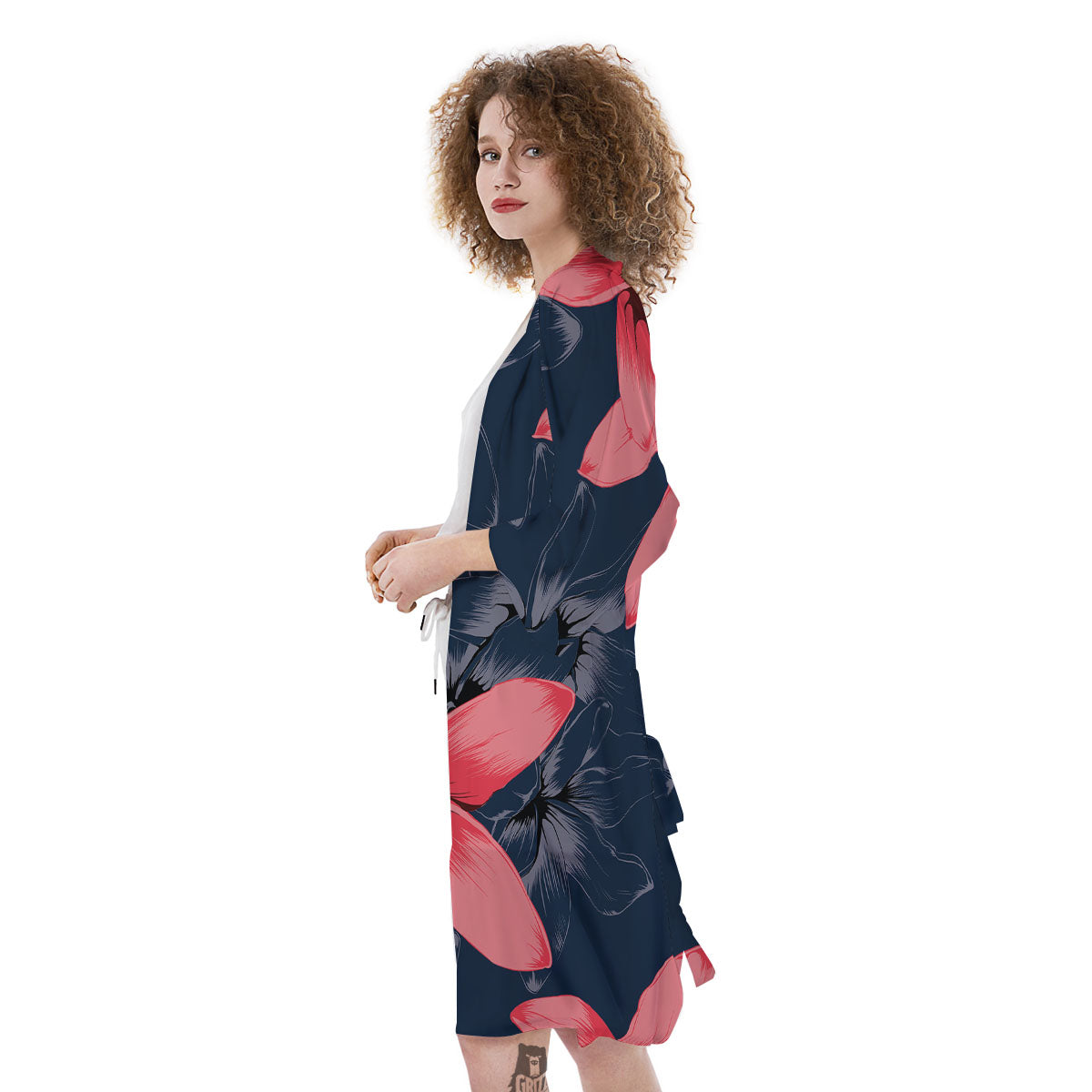 Plumeria Flower Pink Print Kimono-grizzshop