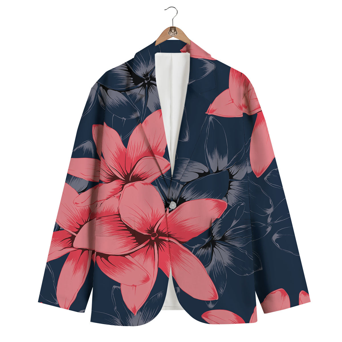 Plumeria Flower Pink Print Men's Blazer-grizzshop