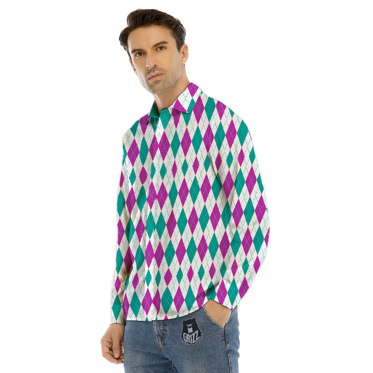Plumeria Flower Pink Print Men's Dress Shirts-grizzshop