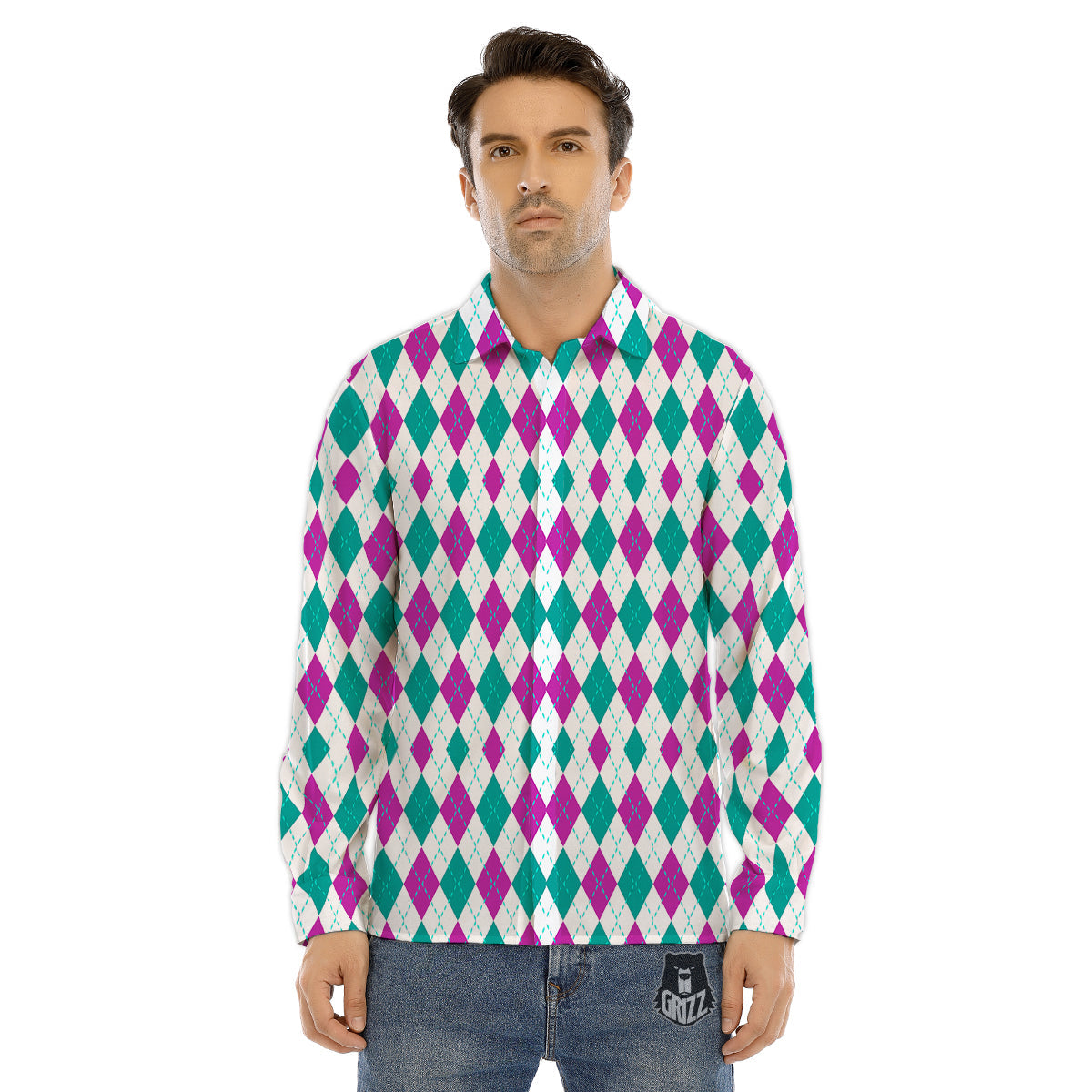Plumeria Flower Pink Print Men's Dress Shirts-grizzshop