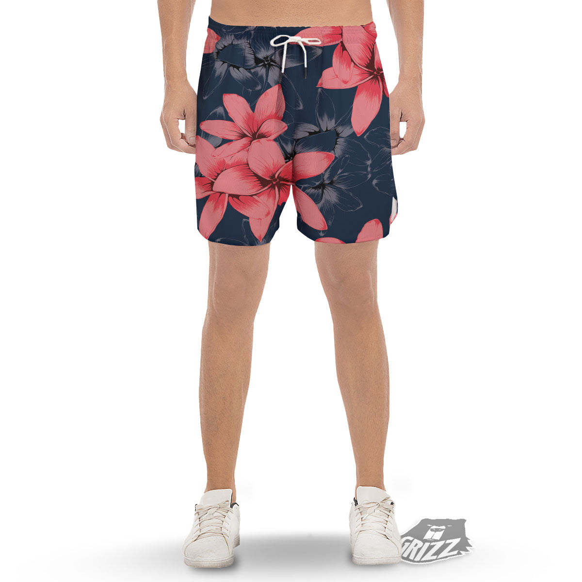 Plumeria Flower Pink Print Men's Gym Shorts-grizzshop