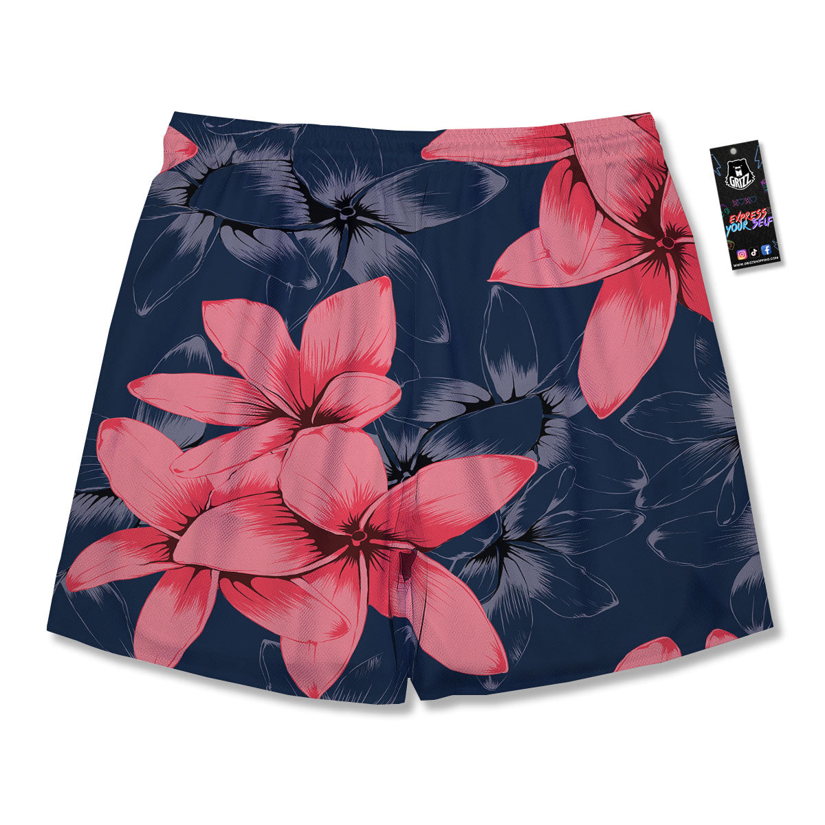 Plumeria Flower Pink Print Men's Running Shorts-grizzshop