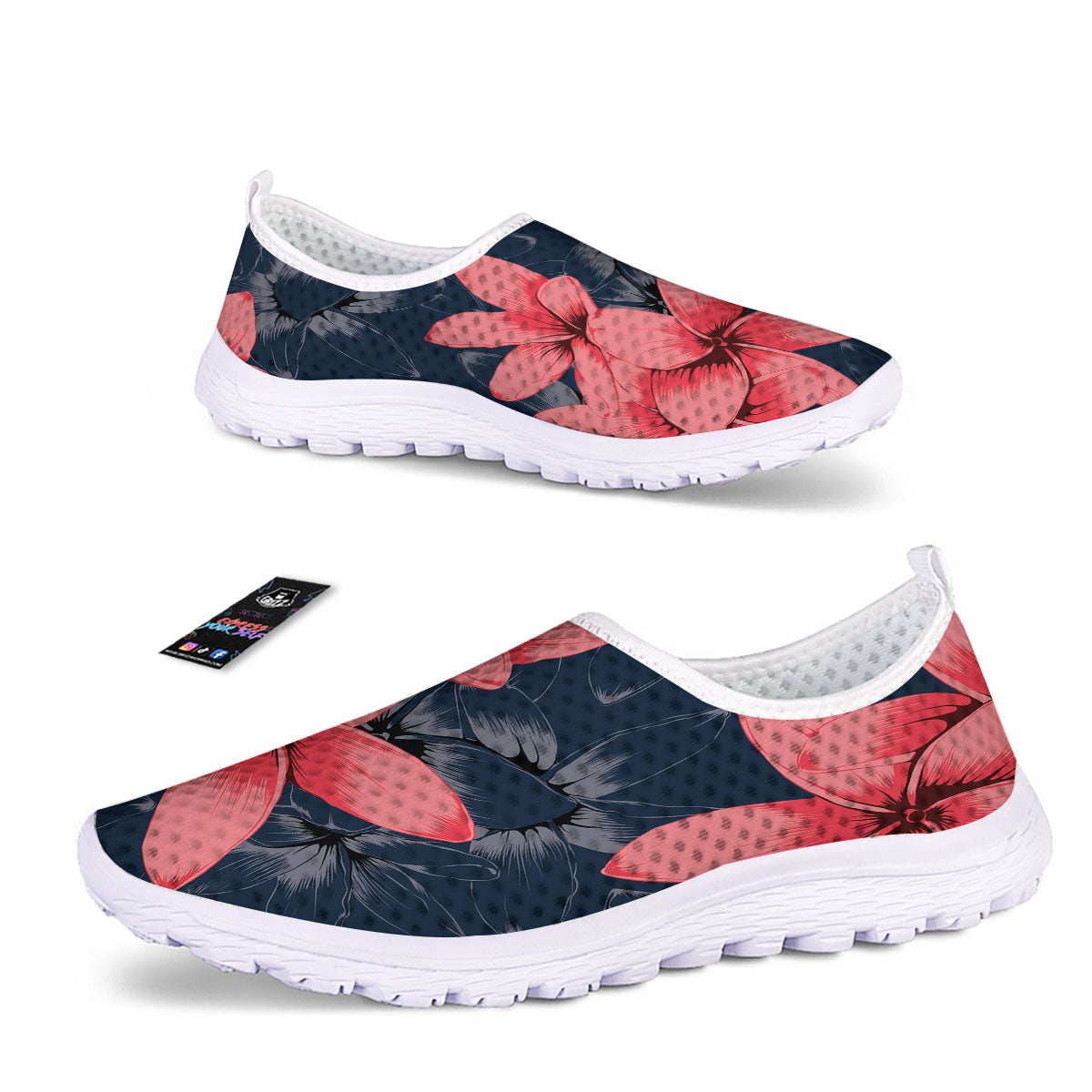 Plumeria Flower Pink Print Nurse Shoes-grizzshop
