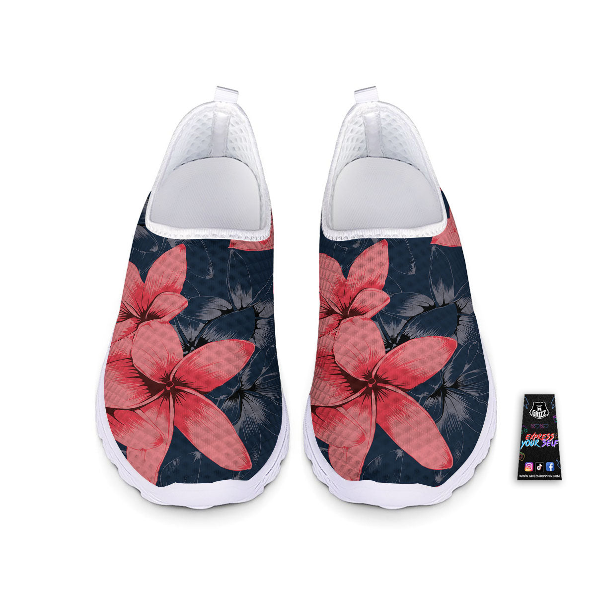 Plumeria Flower Pink Print Nurse Shoes-grizzshop