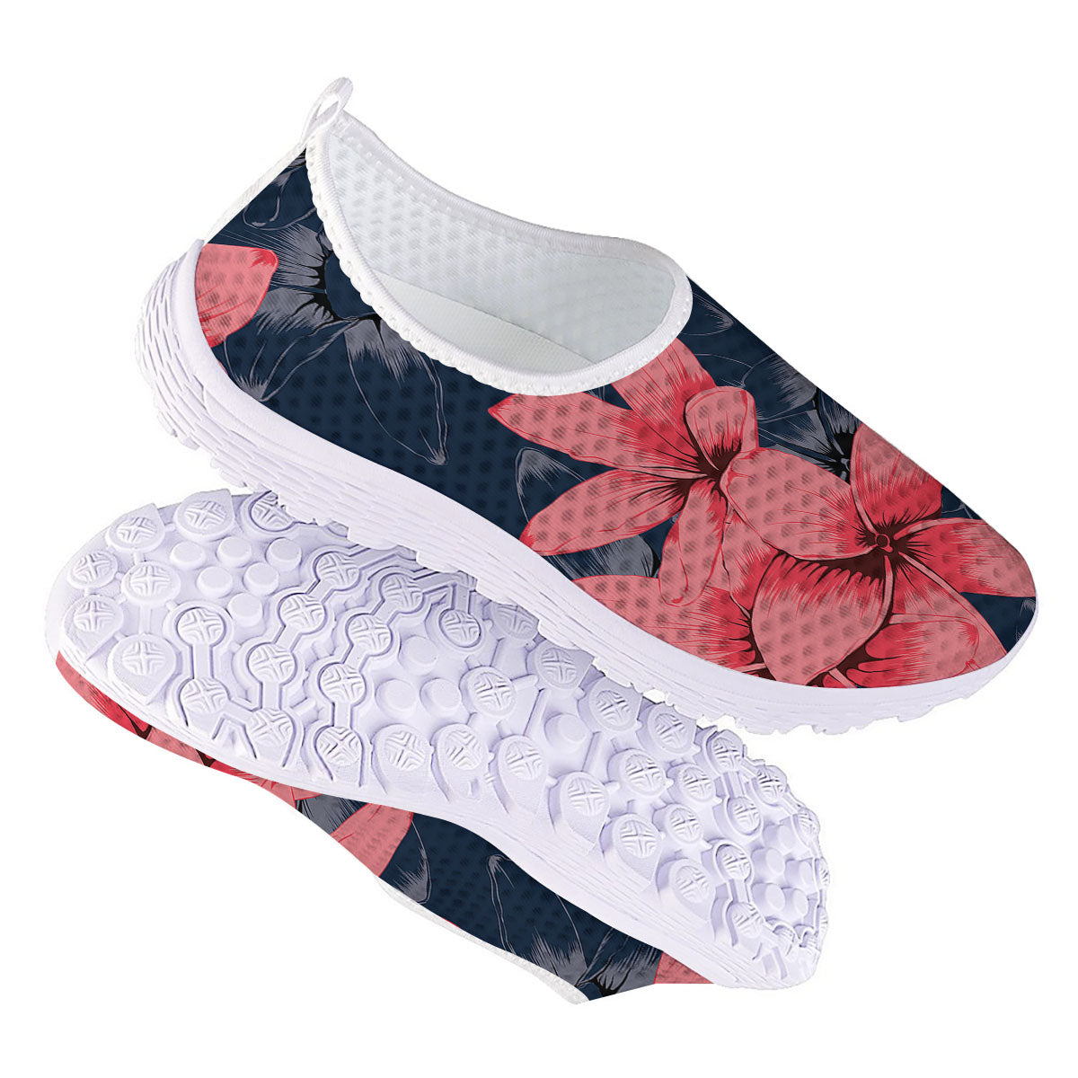 Plumeria Flower Pink Print Nurse Shoes-grizzshop