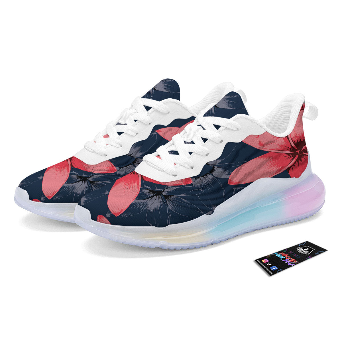 Plumeria Flower Pink Print Running Sneakers-grizzshop