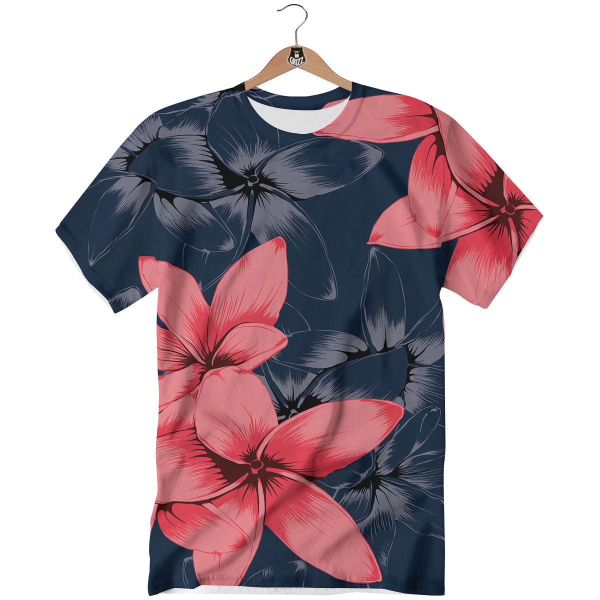 Plumeria Flower Pink Print T-Shirt-grizzshop