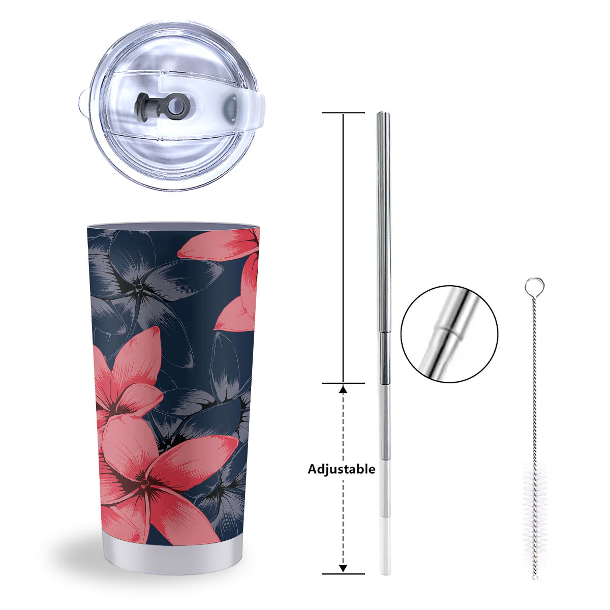 Plumeria Flower Pink Print Tumbler-grizzshop