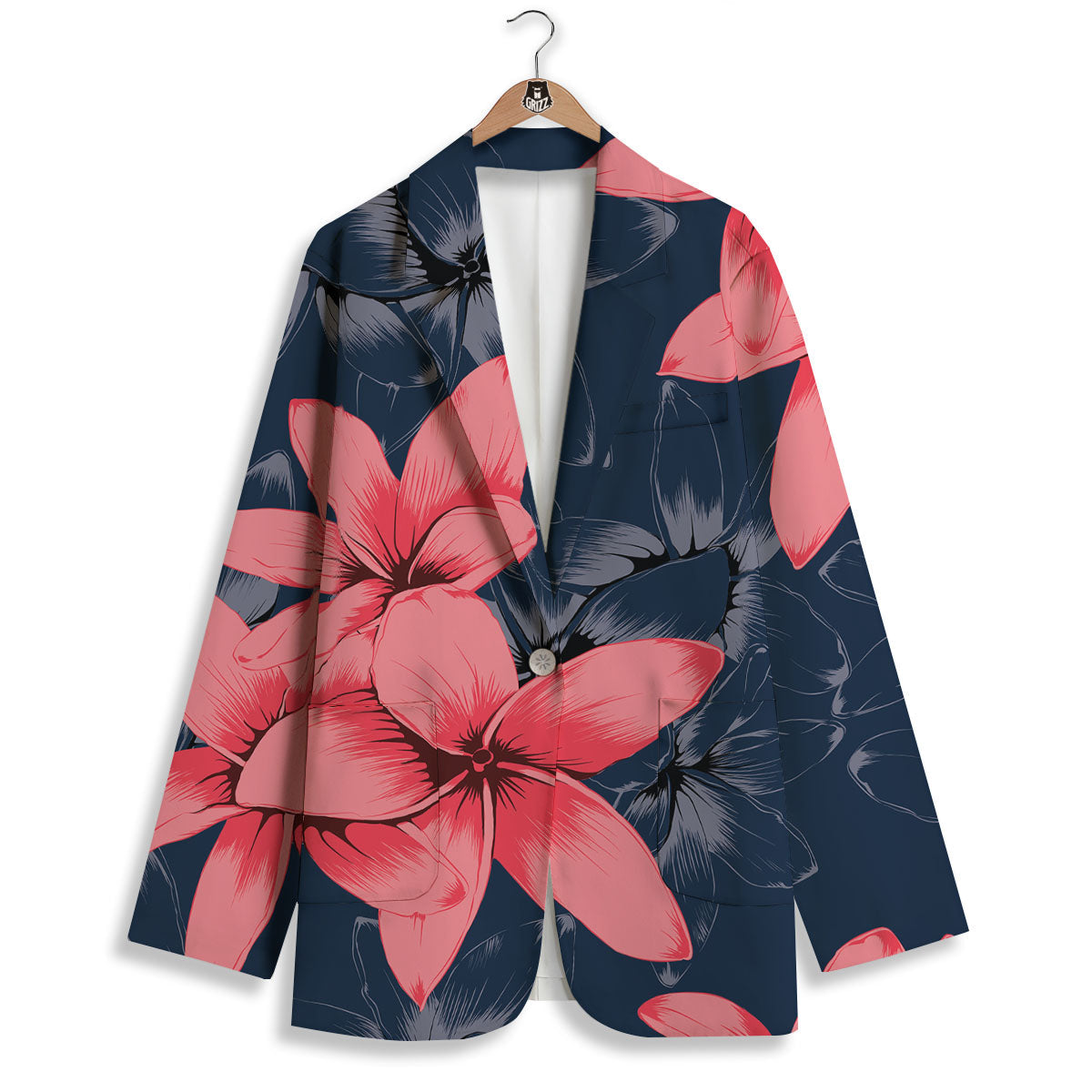 Plumeria Flower Pink Print Women's Blazer-grizzshop