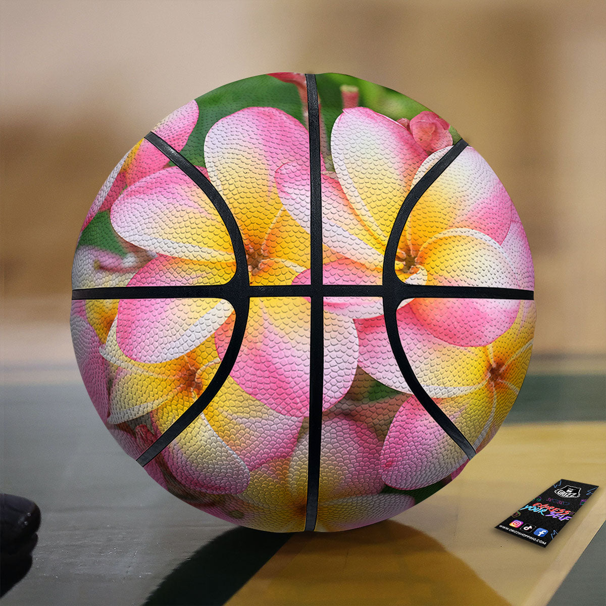Plumeria Flower Yellow And Pink Print Basketball-grizzshop