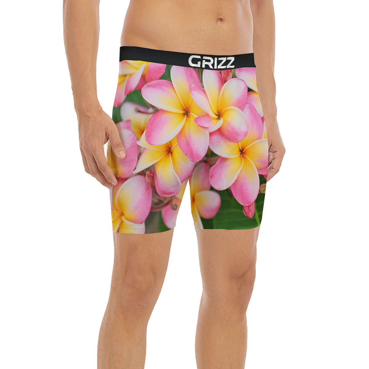 Plumeria Flower Yellow And Pink Print Boxer Briefs-grizzshop