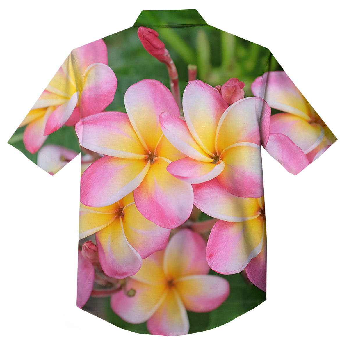 Plumeria Flower Yellow And Pink Print Button Up Shirt-grizzshop