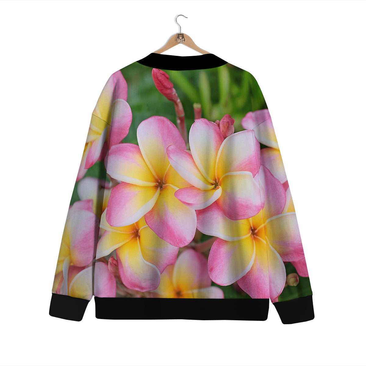 Plumeria Flower Yellow And Pink Print Cardigan-grizzshop