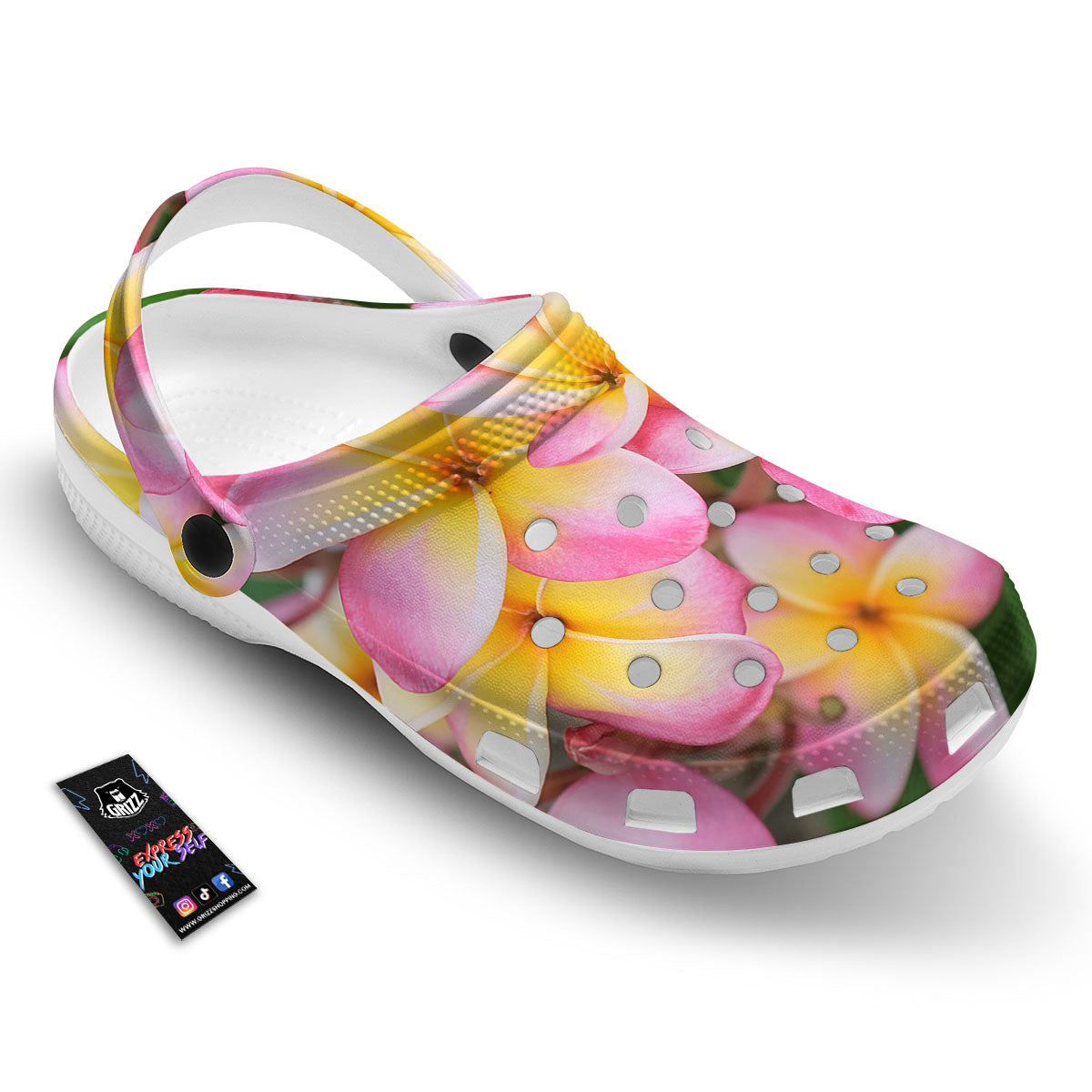 Plumeria Flower Yellow And Pink Print Clog-grizzshop