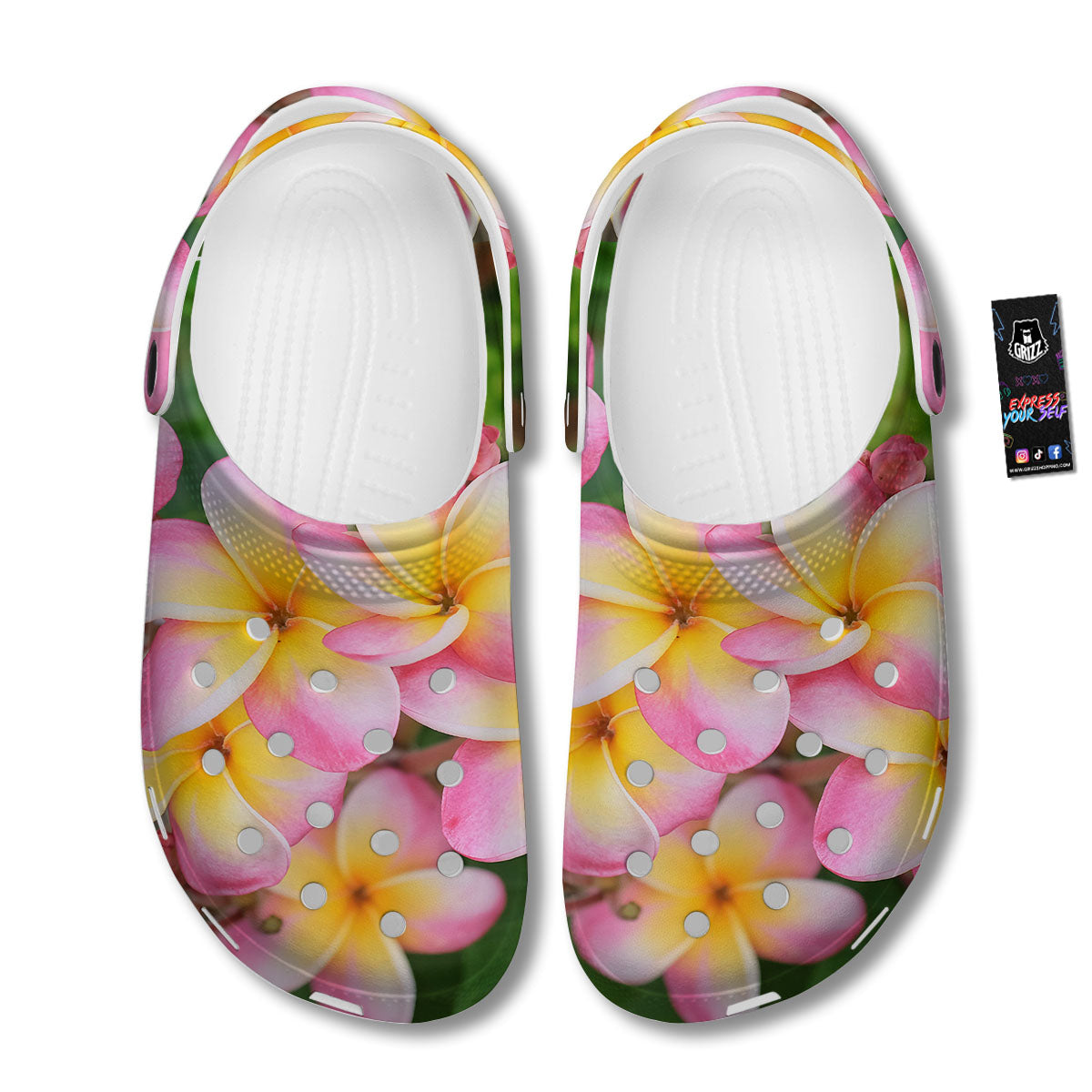 Plumeria Flower Yellow And Pink Print Clog-grizzshop