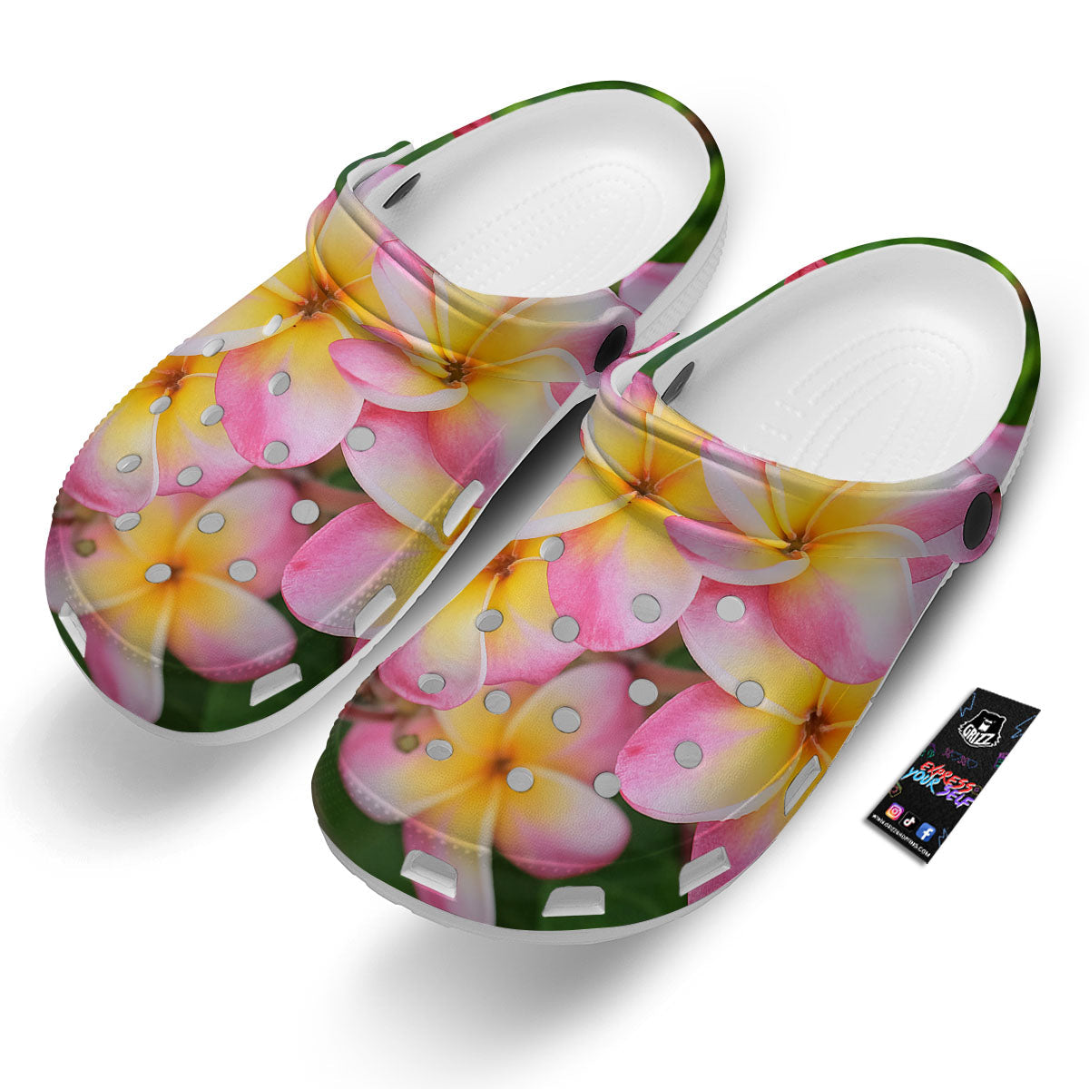 Plumeria Flower Yellow And Pink Print Clog-grizzshop