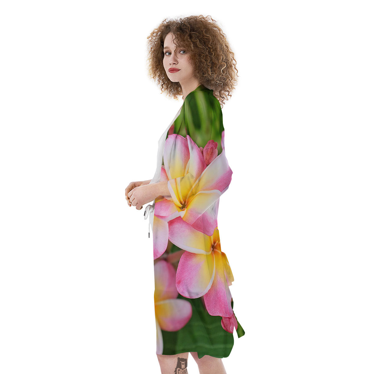Plumeria Flower Yellow And Pink Print Kimono-grizzshop