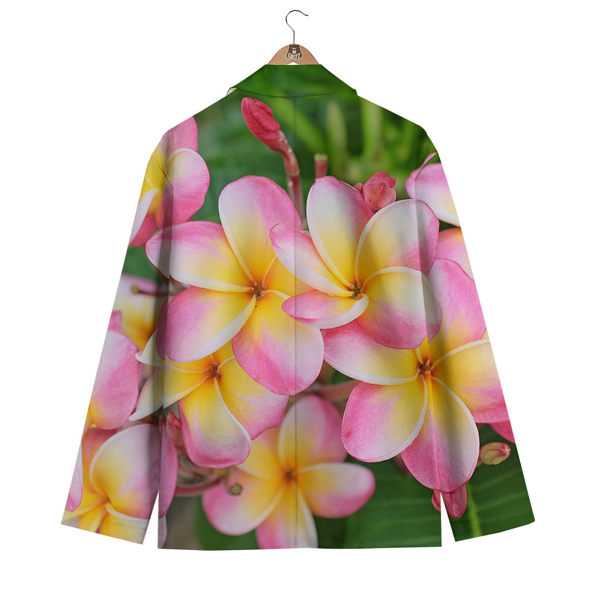 Plumeria Flower Yellow And Pink Print Men's Blazer-grizzshop