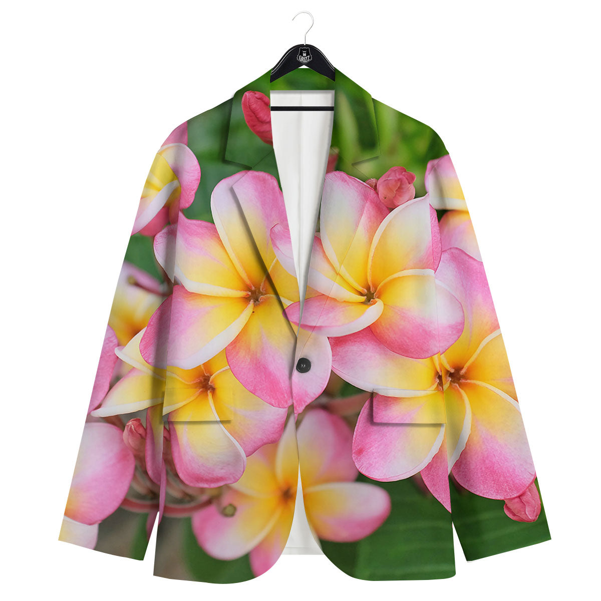 Plumeria Flower Yellow And Pink Print Men's Sport Coat-grizzshop