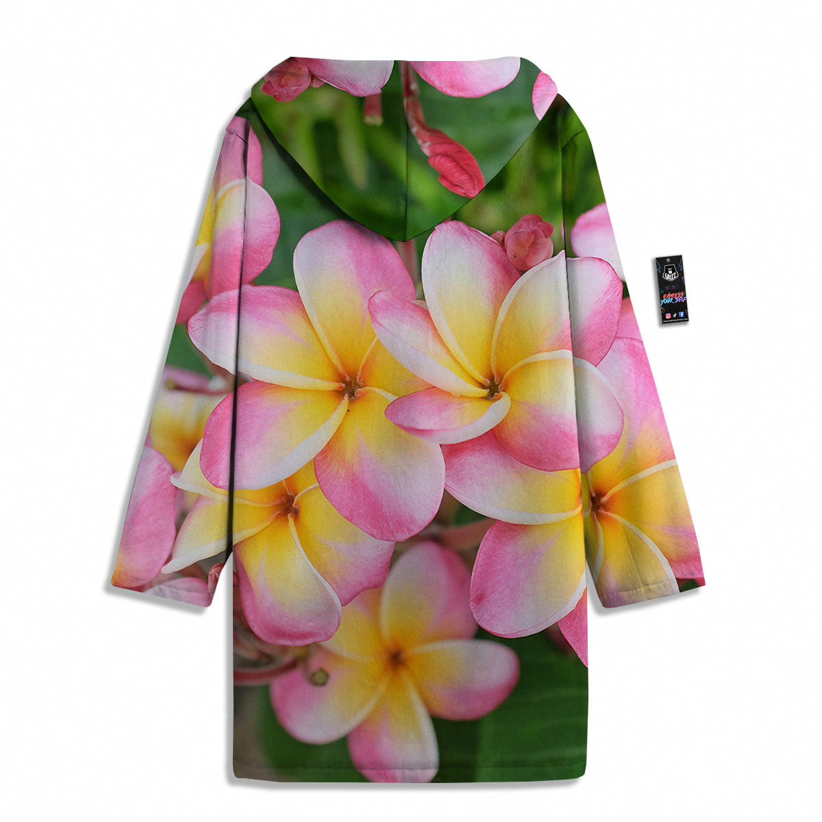Plumeria Flower Yellow And Pink Print Men's Windbreaker Jacket-grizzshop