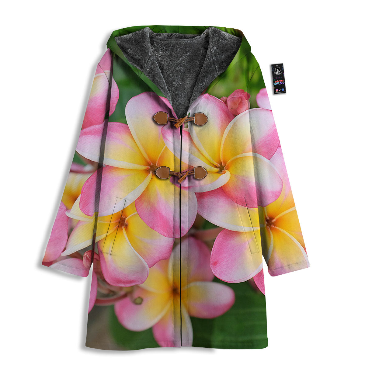 Plumeria Flower Yellow And Pink Print Men's Windbreaker Jacket-grizzshop