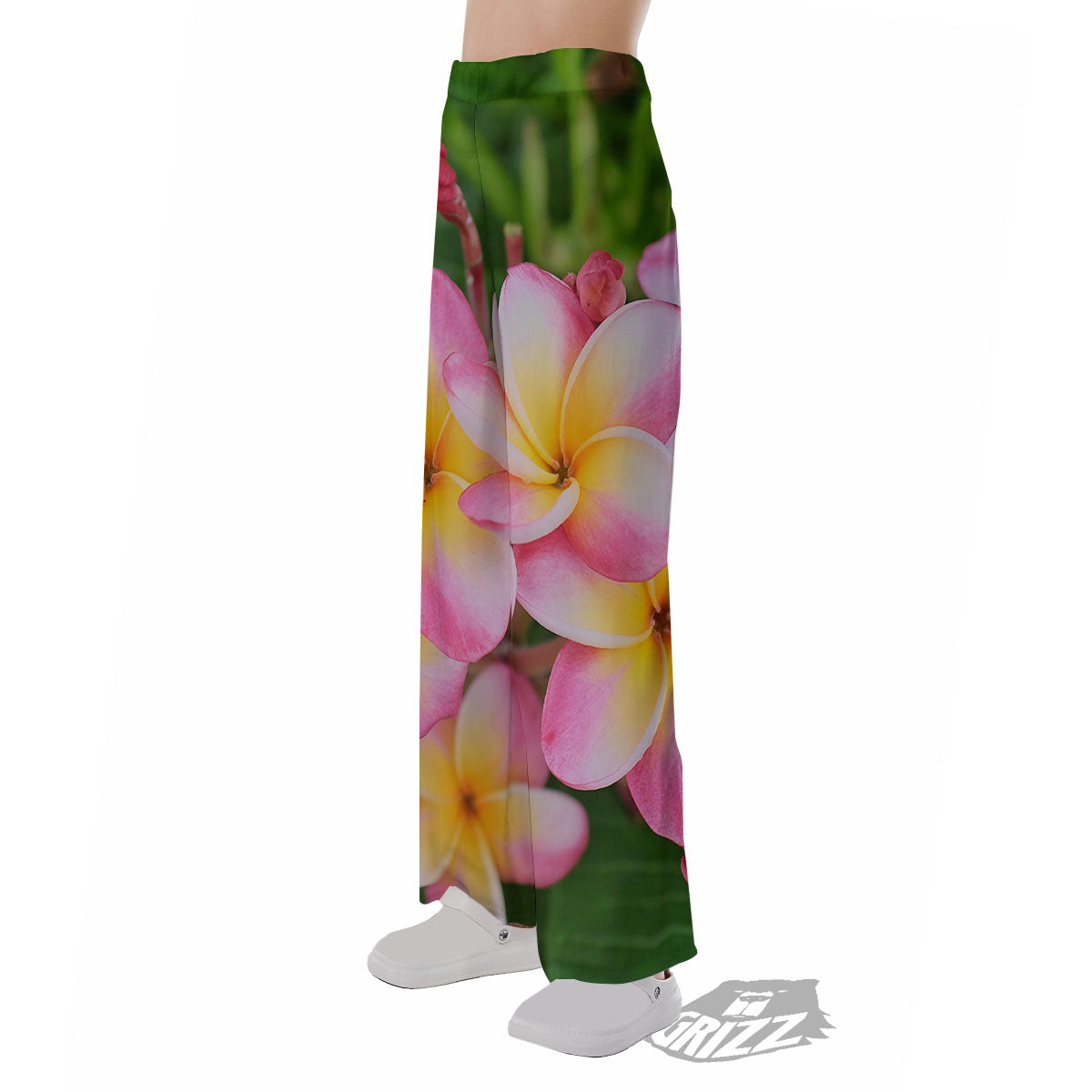 Plumeria Flower Yellow And Pink Print Pajama Pants-grizzshop