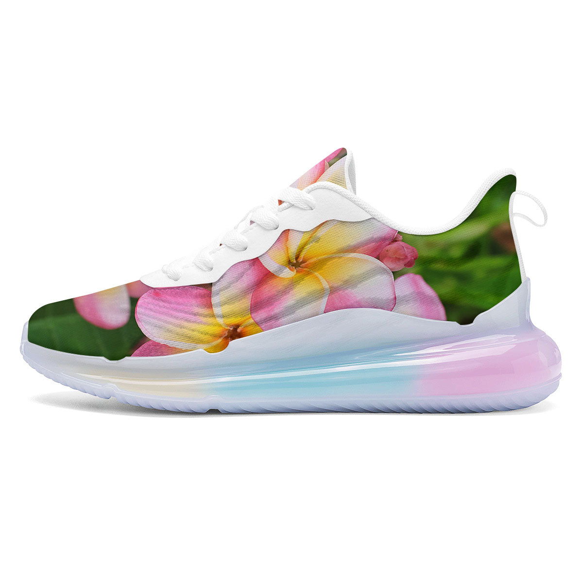 Plumeria Flower Yellow And Pink Print Running Sneakers-grizzshop