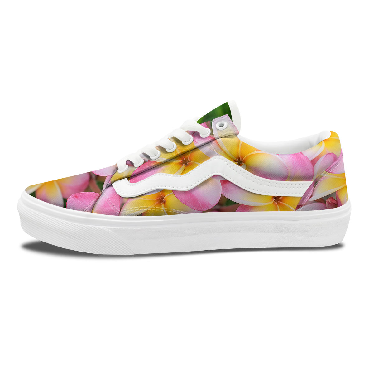 Plumeria Flower Yellow And Pink Print Skate Shoes-grizzshop