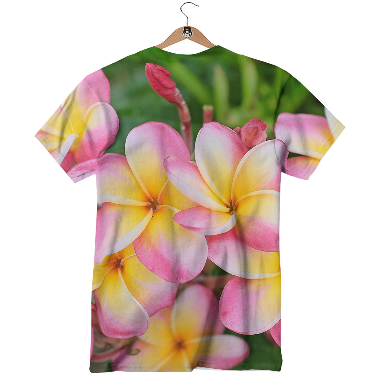 Plumeria Flower Yellow And Pink Print T-Shirt-grizzshop