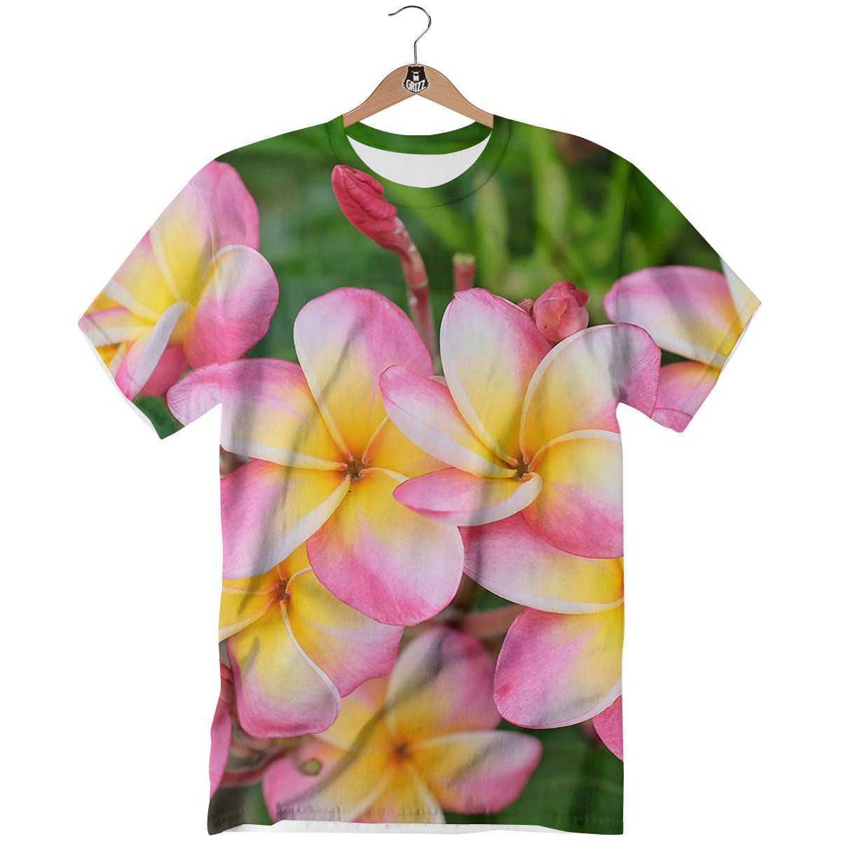 Plumeria Flower Yellow And Pink Print T-Shirt-grizzshop