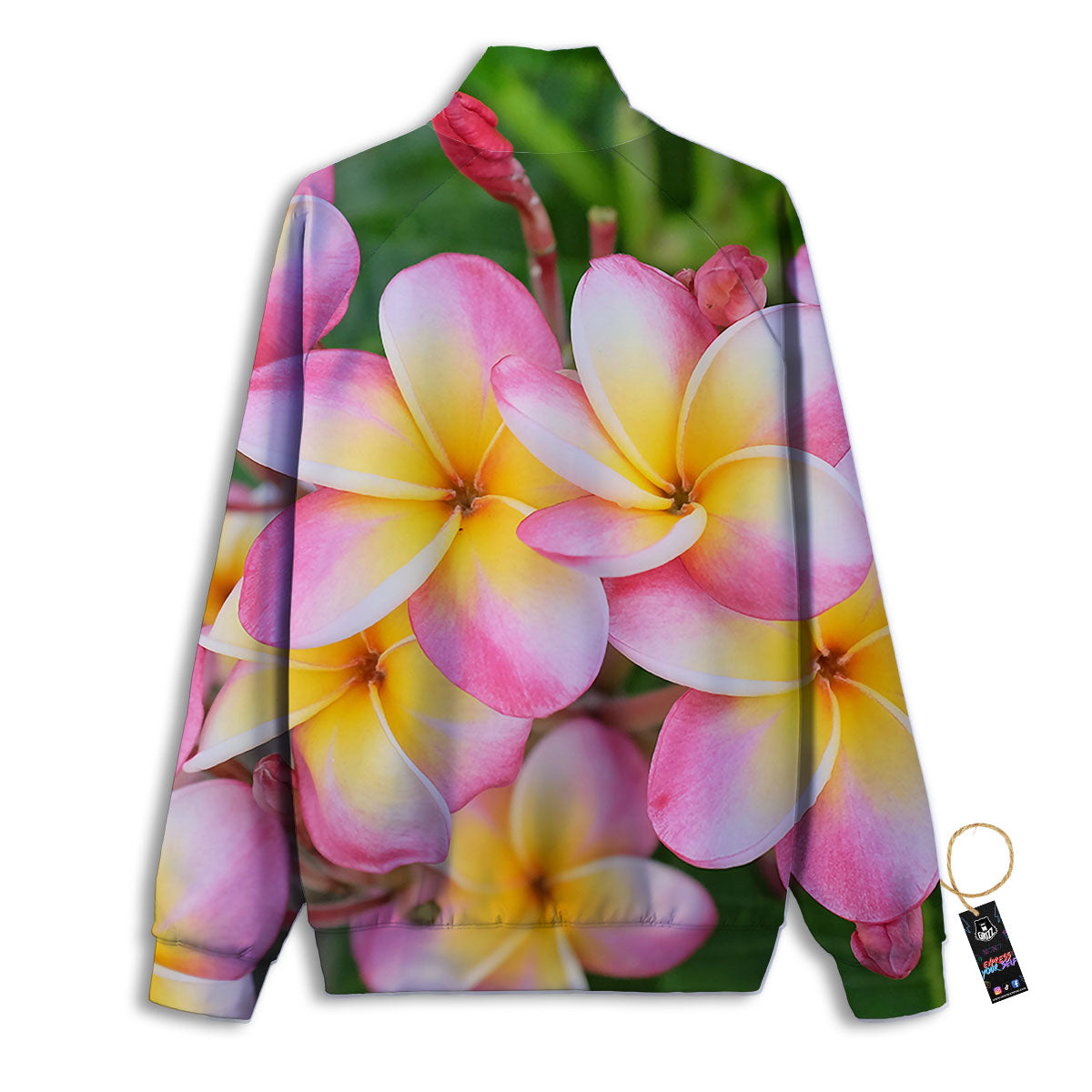 Plumeria Flower Yellow And Pink Print Track Jacket-grizzshop