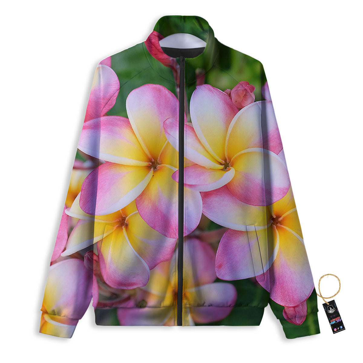Plumeria Flower Yellow And Pink Print Track Jacket-grizzshop