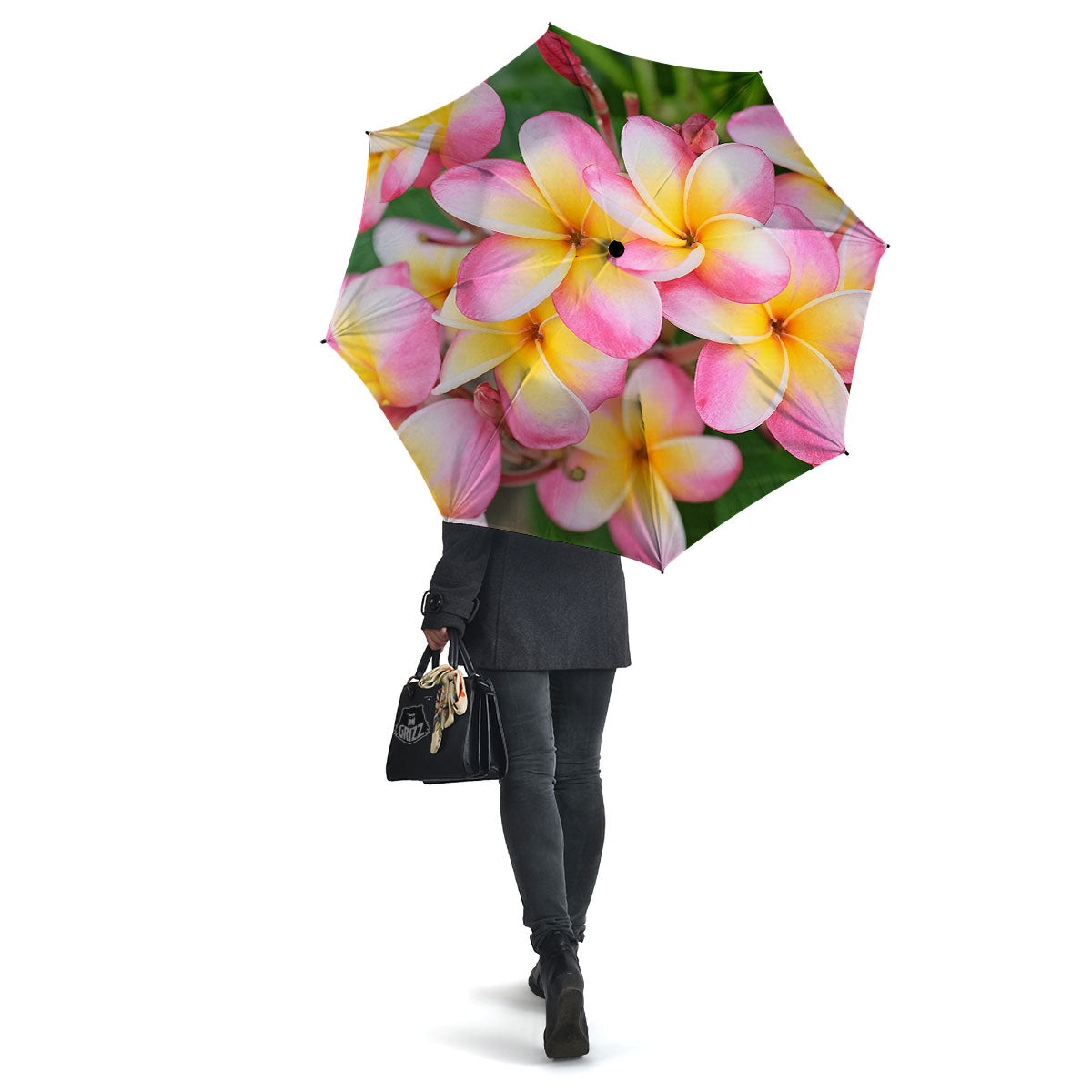 Plumeria Flower Yellow And Pink Print Umbrella-grizzshop