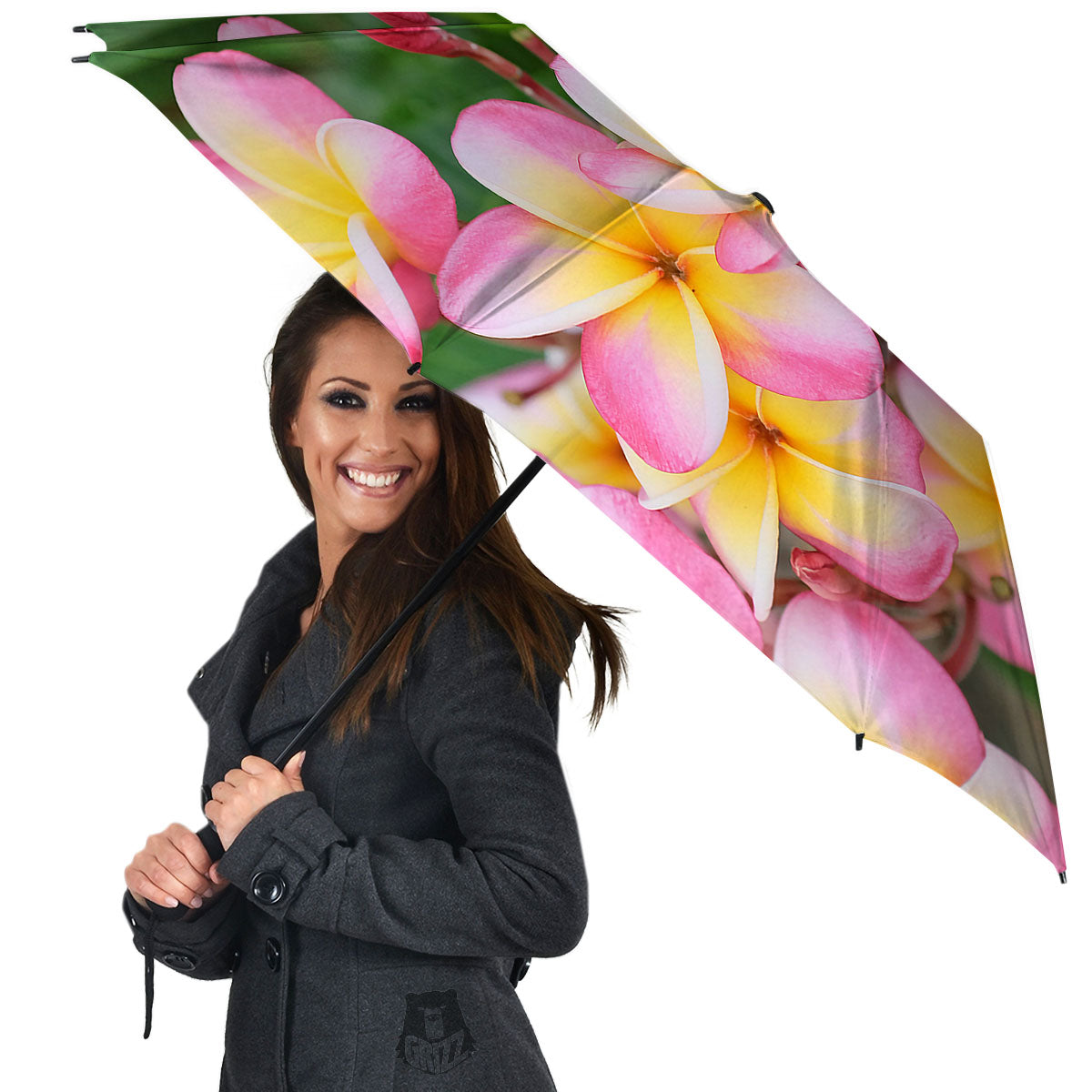 Plumeria Flower Yellow And Pink Print Umbrella-grizzshop