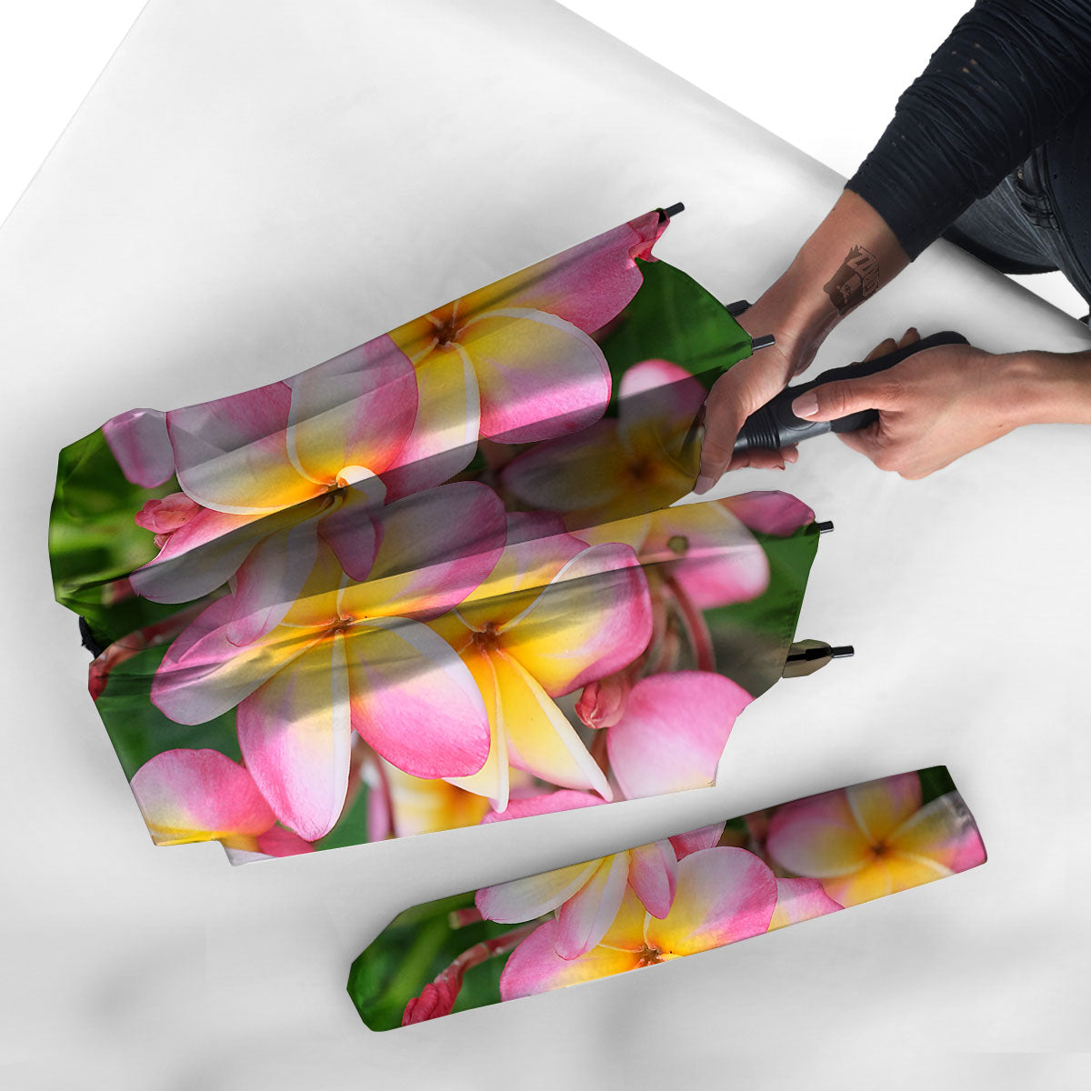 Plumeria Flower Yellow And Pink Print Umbrella-grizzshop
