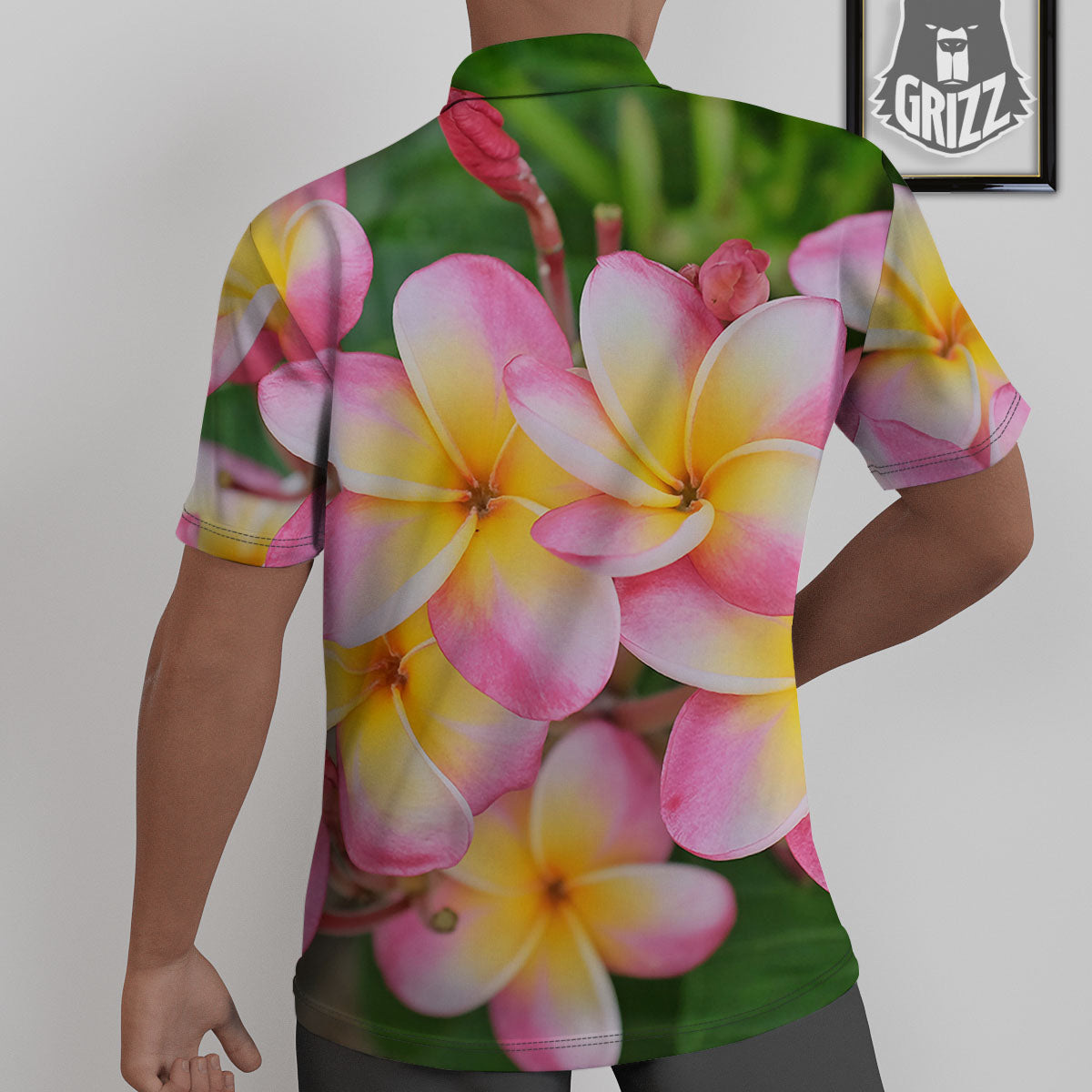 Plumeria Flower Yellow And Pink Print Untucked Shirts-grizzshop