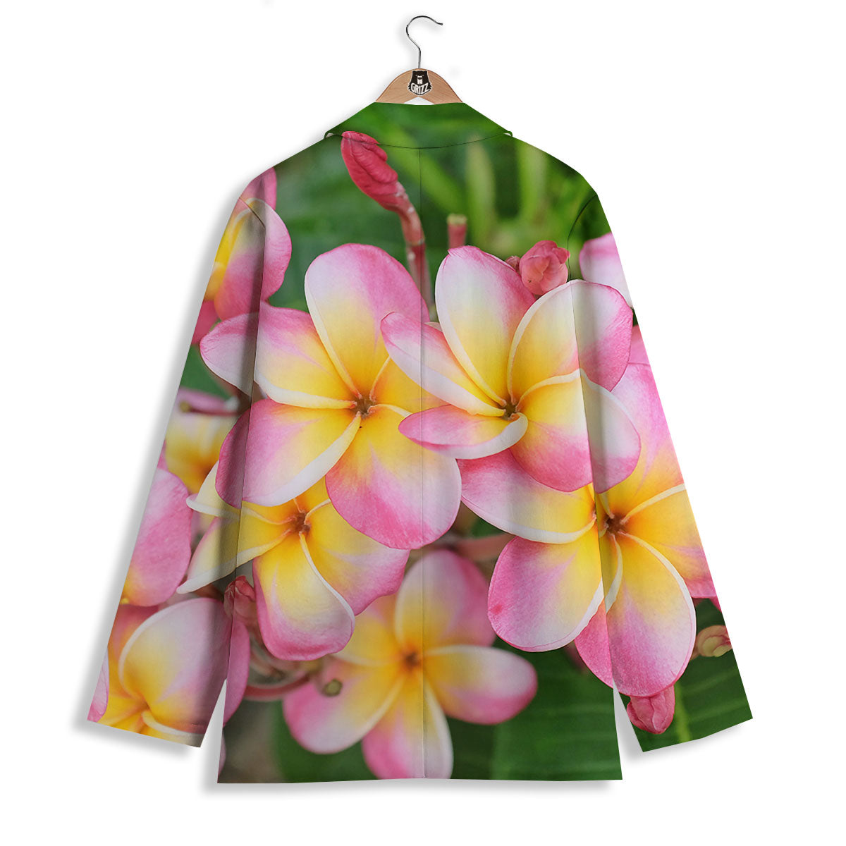 Plumeria Flower Yellow And Pink Print Women's Blazer-grizzshop
