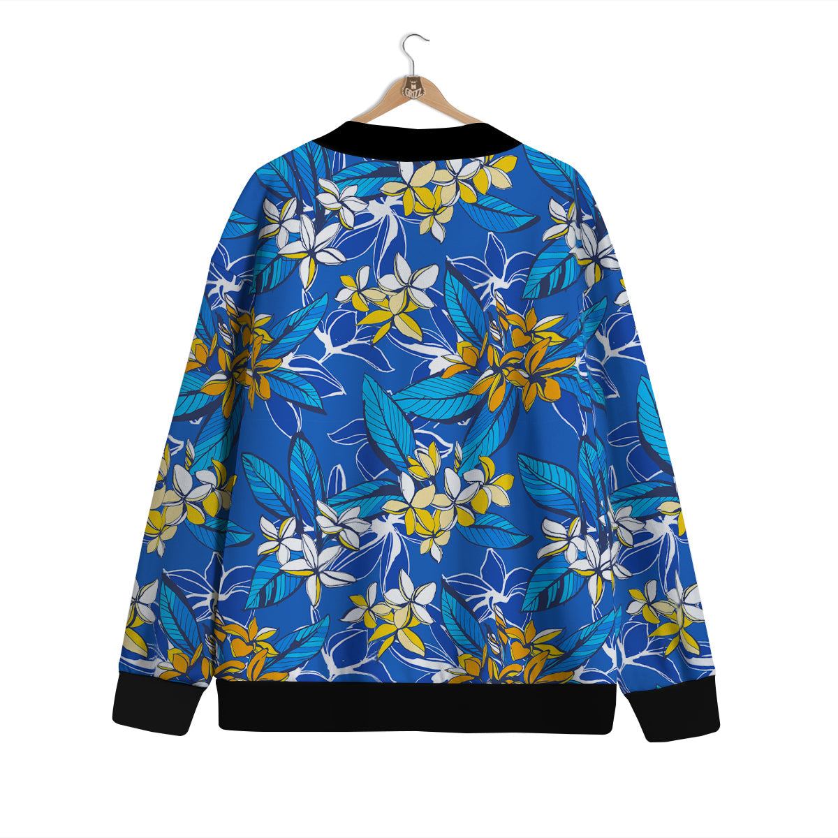 Plumeria Flower Yellow And White Blue Print Pattern Cardigan-grizzshop