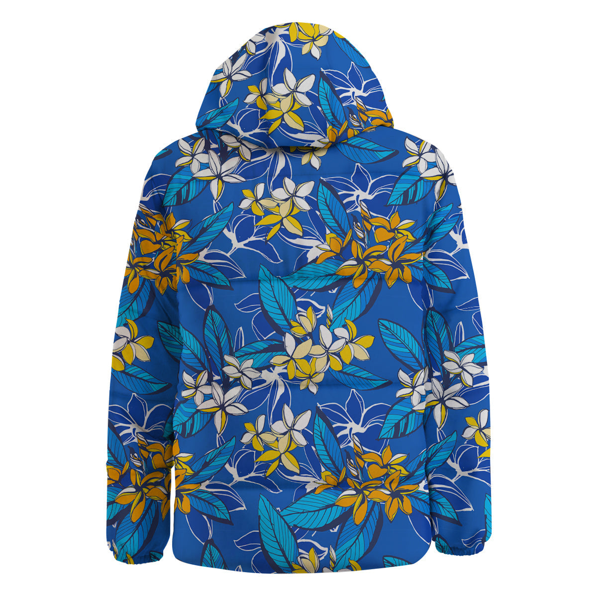Plumeria Flower Yellow And White Blue Print Pattern Down Jacket-grizzshop