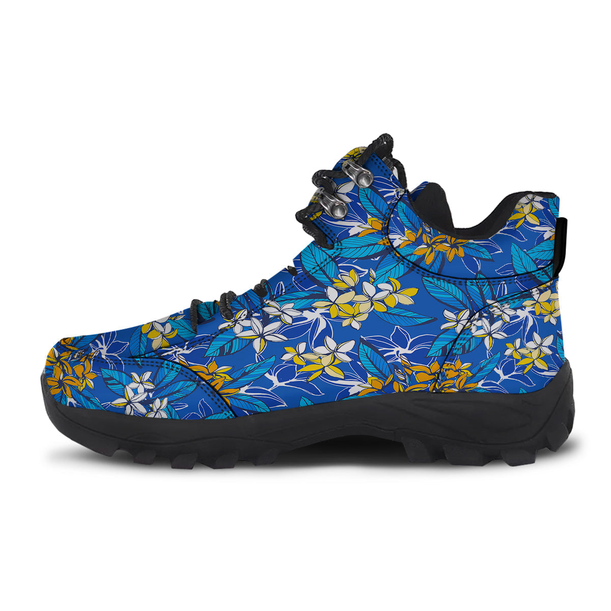 Plumeria Flower Yellow And White Blue Print Pattern Hiking Shoes-grizzshop